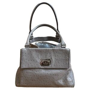 Kate Spade Windsor Square Angeline Ostrich leather Satchel Purse Beige Tan